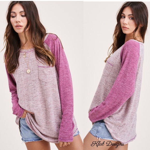 ❤️LAST 1! Berry Brushed Fabric Raglan Top! - Picture 5 of 9